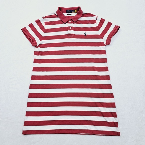 Polo Ralph Lauren Womens XL Mesh Mini Dress Red Striped Preppy Ivy Coastal - Picture 2 of 9